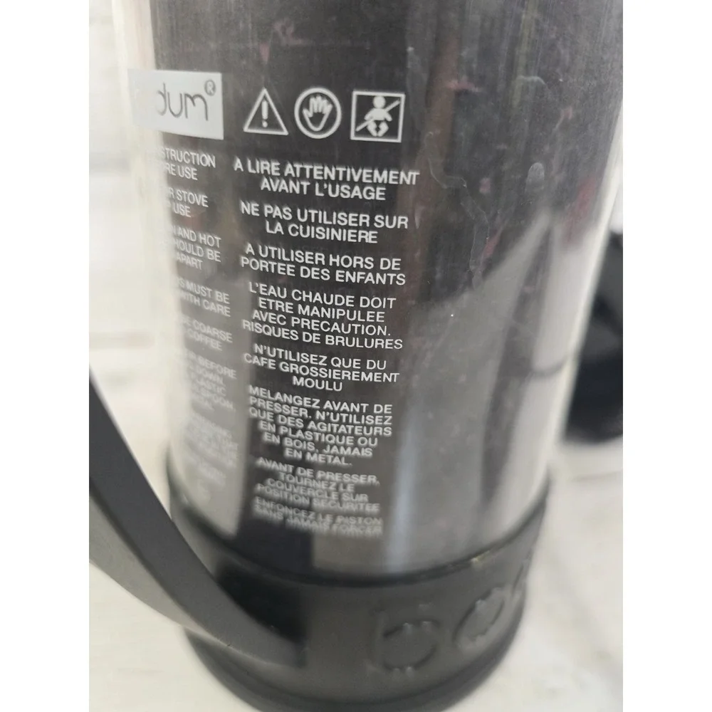 Bodum Brazil French Press Coffee Maker 34oz 1L Black Glass 8 Cup 10938-01